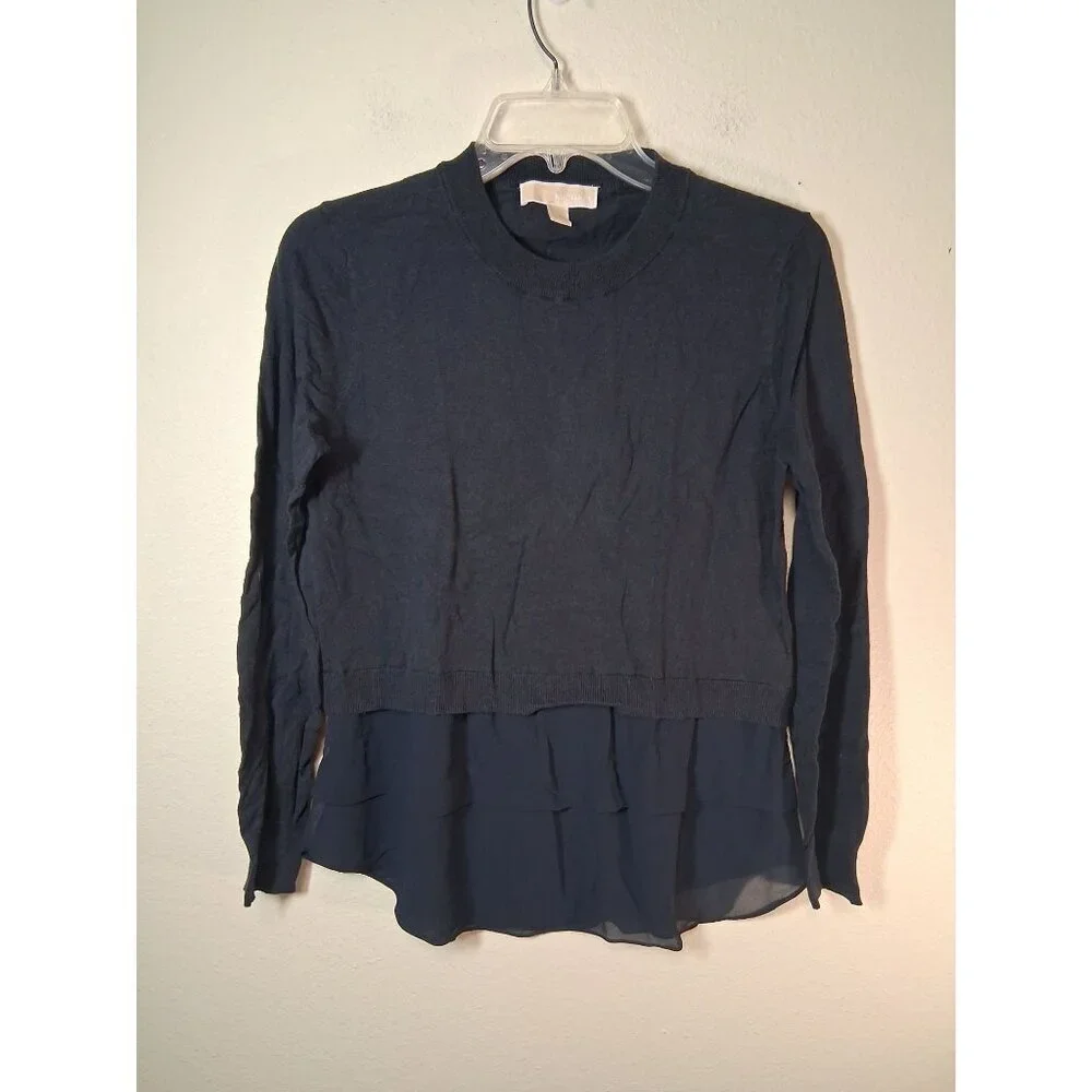Michael Kors Knit Sweater Blouse Business Casual Boho Black Size Medium